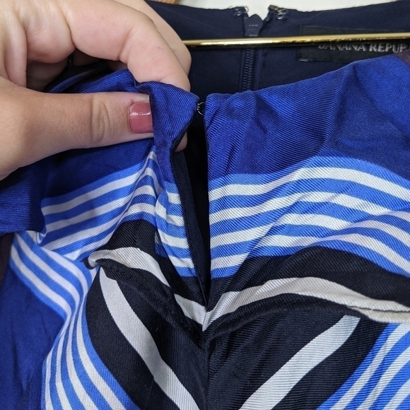 Banana Republic Silk Striped A-Line Midi Dress - Picture 5 of 11